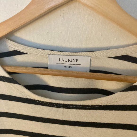 La Ligne French Navy Striped 100% Cotton Tee - Size Large - Picture 4 of 9